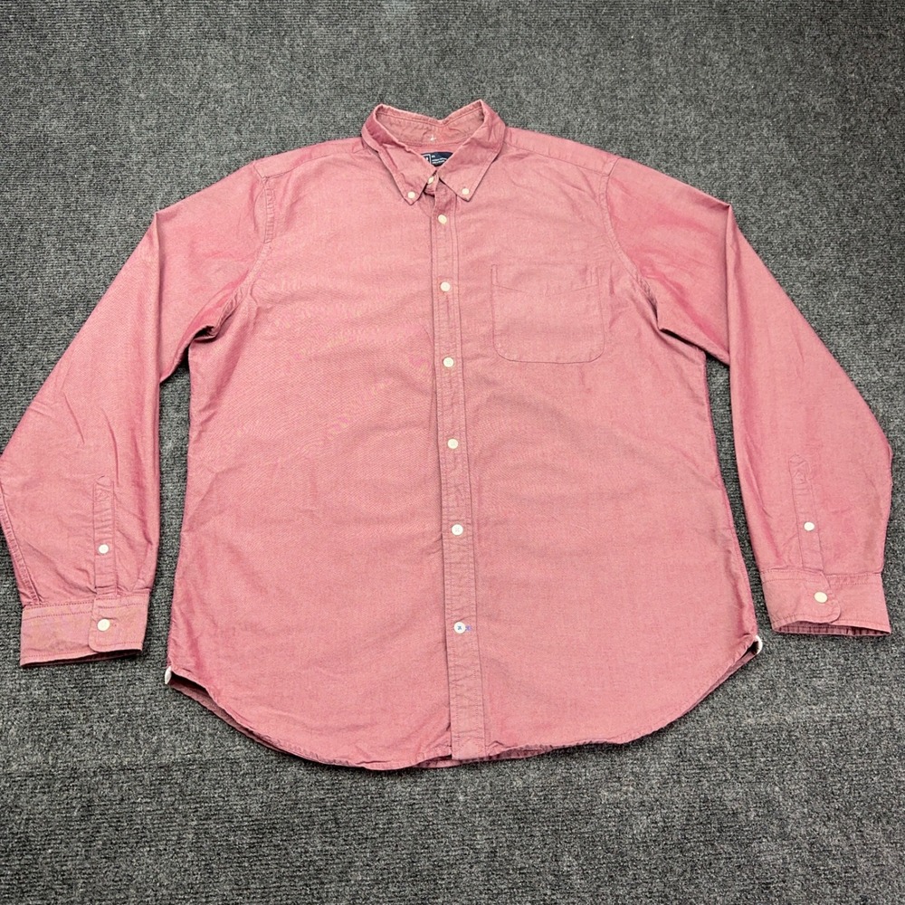 Gap Modern Oxford Shirt Mens XL Garnet Red Long Sleeve Button Down 109276-02